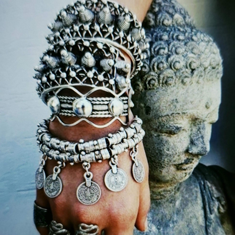 BOHEMIAN MOON CHILD SILVER CHARM BRACELET OR ANKLE
